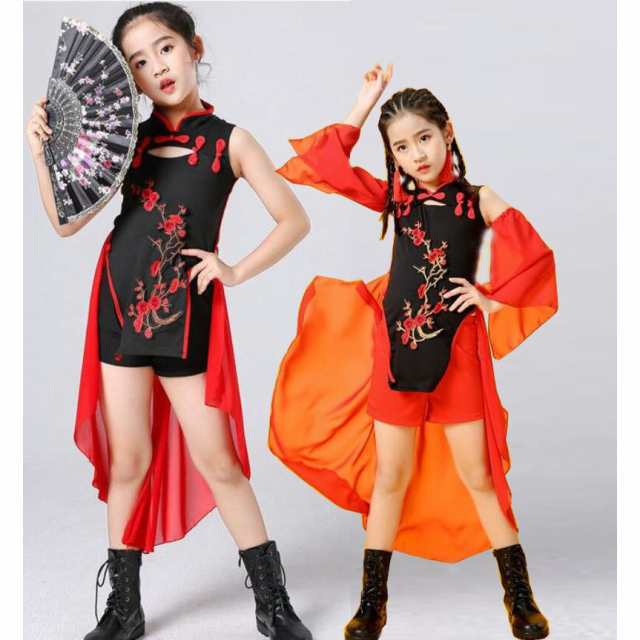 供中国風ダンス衣装 チャイナドレス 女の子 チャイナ服中華舞台